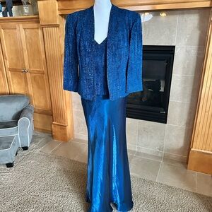 KM Collections Blue Evening Dress